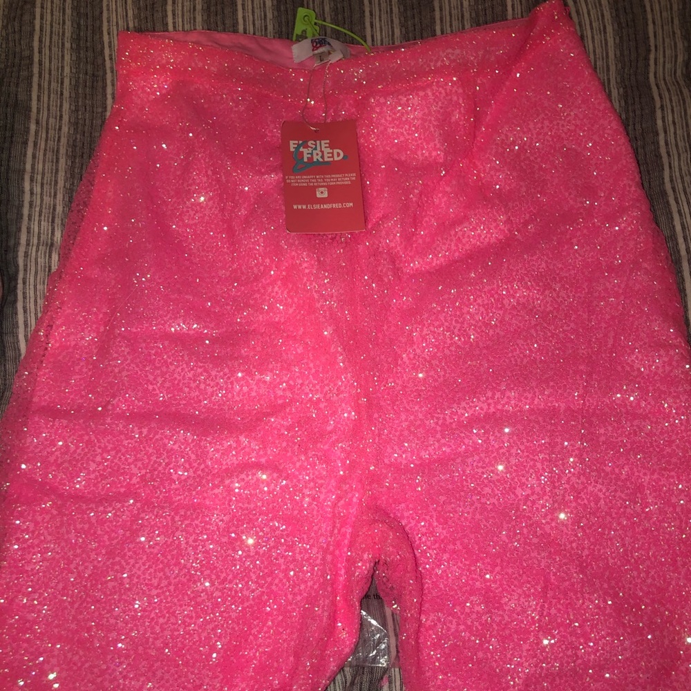 Pacific Palisades Pink Glitter Legging Short